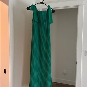 Anthropologie Green Pleated Dress